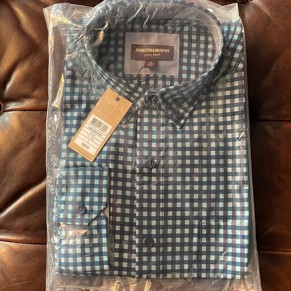 Johnston & Murphy Dark Gingham Button down Shirt